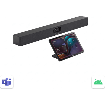 Barra de Videoconferencia / Dual Cámara 48 MP / 4K Ultra HD / Audio 8 Micrófonos MEMS / Android 13 / Wi-Fi 6 / Bluetooth 5.0 / Panel Touch