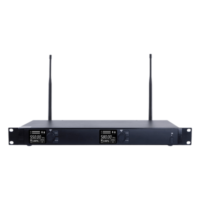 Receptor Inalámbrico Dual Canal / U-Band Digital / 4 Bandas 470-830 MHz / Modulación pi/4-DQPSK / Pantalla TFT-LCD 2.2" / Anti-Interferencia ID Code Pilot / Salidas Balanceadas y Desbalanceadas / Ecualización Ajustable