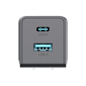 Cargador de Pared GaN III / 35W / USB-C PD 35W + USB-A 22.5W / Carga Simultánea / Enchufe Plegable