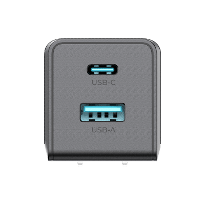 Cargador de Pared GaN III / 35W / USB-C PD 35W + USB-A 22.5W / Carga Simultánea / Enchufe Plegable
