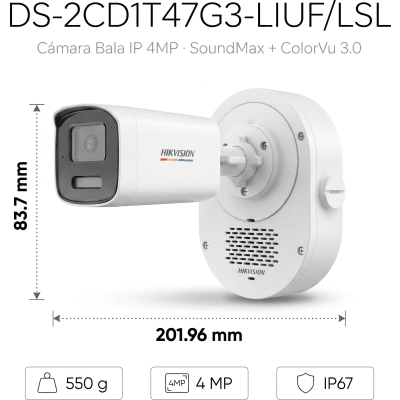 Cámara Bala IP / 4 Megapixel / Dual Light 50 m (164 ft) / ColorVu / AcuSense Lite / WDR 120 dB / IP67 / PoE - Image 4