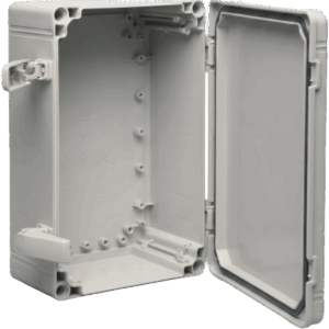 Gabinete Industrial Tipo 4X / ABS / IP66 / 400 x 300 x 180 mm (15.75 x 11.81 x 7.09 in) / Tapa Opaca con Tornillos / RAL 7035 / Panel Ajustable