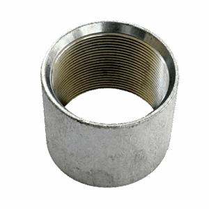 Cople para Pared Gruesa / 1 1/2" / Rosca Cónica Interior / Acabado Liso / Protección Anticorrosiva Zinc