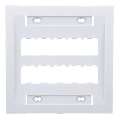 Placa de Pared Vertical / 10 Puertos Mini-Com / ABS / 4.5 x 4.5 pulg. / Blanco