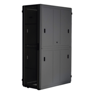Gabinete para Centro de Datos / 48 UR / 800 mm Ancho x 1070 mm Profundidad / Puertas Perforadas 80% / Carga Estática 1588 kg / Acero Epoxi Negro