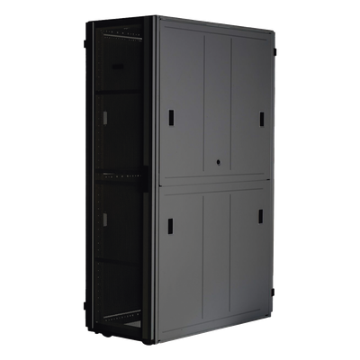 Gabinete para Centro de Datos / 48 UR / 800 mm Ancho x 1070 mm Profundidad / Puertas Perforadas 80% / Carga Estática 1588 kg / Acero Epoxi Negro