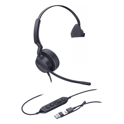 Diadema Alámbrica / Monoauricular / Audio HD 20 Hz-20 kHz / USB-C con Adaptador USB-A / Cancelación de Ruido con IA / Altavoz 35 mm con EQ Dinámico - Image 2