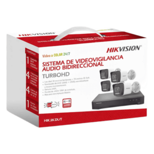 Kit TurboHD / 3K 5 Megapixel / DVR 4 Canales + 2 IP / 4 Cámaras Bala Dual Light / IR 30 m (98.4 ft) / Audio Bidireccional / AcuSense