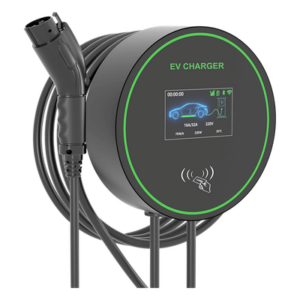 Estación de Carga para Vehículos Eléctricos / 48 A / 11.5 kW / Conector Tipo 1 (SAE J1772) / 220-250 V Monofásico y 380-480 V Trifásico / Pantalla LCD 4.3 in (10.9 cm) / Cable TPU 5 m (16.4 ft) / Plug and Play / APP Móvil / RFID / Carcasa Aluminio y UL94-V0 / IP65