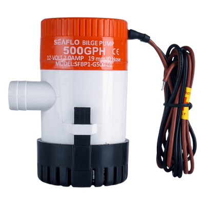 Bomba de Achique Sumergible / 500 GPH (1,893 LPH) / 12V CD / No Automática / Anti-Airlock / Sellos Herméticos / Filtro Removible