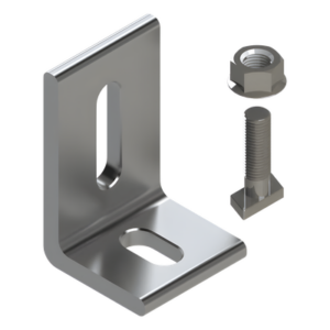 Herraje en L para Fijación al Suelo / Aluminio Serie 6000 / Acero Inoxidable / Compatible con N Rail 4.72 / Techos Planos e Inclinados
