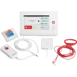 Kit de Habitación Hospitalaria PRO / Terminal IP 7" Táctil + Pulsador Cama IP67 + Luz Cuatricolor + Tirador Baño / Comunicación Paciente-Enfermero VoIP SIP / PoE / Antibacteriano