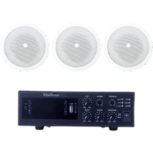 KIT de Amplificador de 120W para Escritorio | 3 Altavoces de Plafón de 5" | 3.75 - 30W | Sistema 70/100V