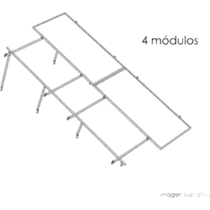 Sistema de Montaje Solar BASEL / 4 Módulos / 645W / 2.382m x 1.134m / Losa Plana / Resistencia 170 km/h / Inclinación 22°