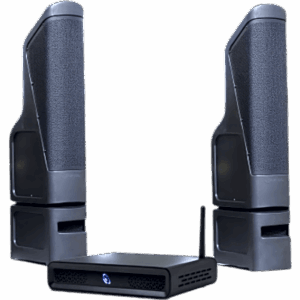 Kit TruAudio | Amplificador D2T 2 Canales 100W | 2 Torres Line Array Exterior TT10 200W RMS | HDMI eARC + Bluetooth 5.3 | IP56