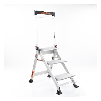 Escalera de Tijera / 3 Peldaños Jumbo / Altura 0.67 m (2.2 ft) / Capacidad 170 kg (375 lbs) / Barra Anti-caídas / Almohadillas Antideslizantes - Image 4