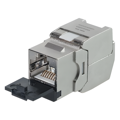 Módulo Jack Keystone / STP Blindado / CAT6A / Toolless / 10GbE / Tapa Protectora