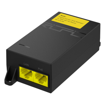 Inyector PoE Pasivo / Gigabit 1G / 52 V / 30 W / Protección 2000 A / RJ45 Blindado