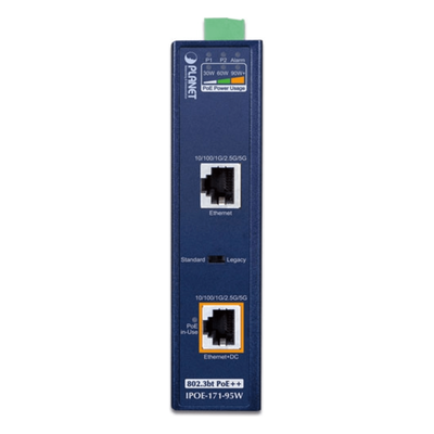 Inyector PoE++ Industrial / 95W / 2 Puertos RJ45 / Multi-Gigabit 5Gbps / -40 a 75°C / IP30 / Riel DIN o Pared - Image 2