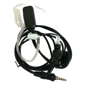 Micrófono Audífono de Solapa / Tubo Acústico Transparente / 2 Cables / Audio Bidireccional / Material Hipoalergénico