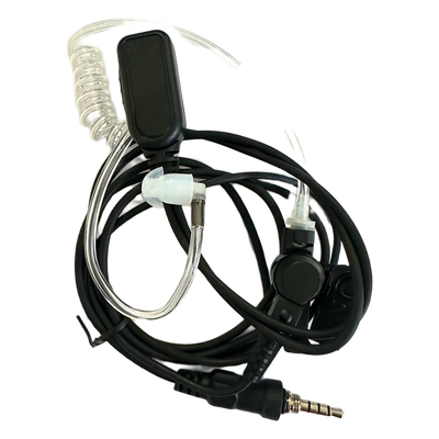 Micrófono Audífono de Solapa / Tubo Acústico Transparente / 2 Cables / Audio Bidireccional / Material Hipoalergénico