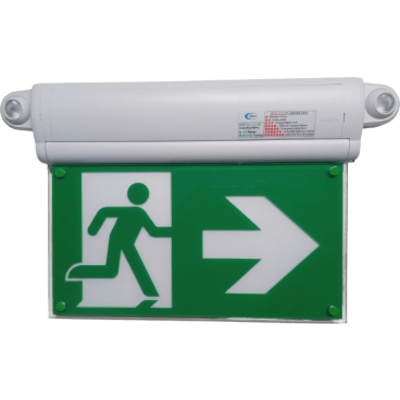 Letrero de Salida con Luz de Emergencia / Borde Iluminado con LEDs Blancos / Pictograma Intercambiable / Montaje Pared-Techo-Lateral / 2 Horas Autonomía