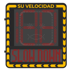 Radar Medidor de Velocidad / Detección 100 m (328.1 ft) / 32 Objetivos / 3 Carriles / Pantalla LED 3000 cd/m² / IP66 / Ethernet