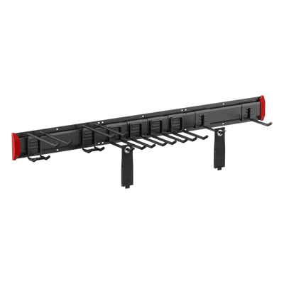 Sistema de Almacenamiento de Pared / Capacidad Total 228 kg (502.7 lb) / 8 Ganchos Ajustables / 2 Bandas de Sujeción / Estructura Acero y Plástico
