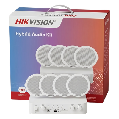 Kit de Audio para Plafón / Amplificador 2 Canales 30W / 4 Altavoces 6W / Sistema 100V/70V / Bluetooth / Control de Volumen Independiente