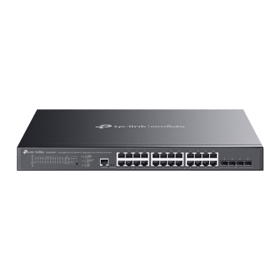 Switch L2+ Gestionado / 24 Puertos Gigabit + 4 Puertos 10G SFP+ / 16 PoE+ (30W) + 8 PoE++ (90W) / 128 Gbps / 500W PoE Budget / SDN Cloud