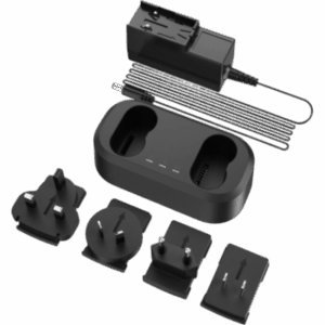 Cargador de Baterías Dual / Carga Simultánea de 2 Baterías / Entrada AC 100~240 V / Salida DC 20 V / Indicador LED Triple / 4 Adaptadores Internacionales
