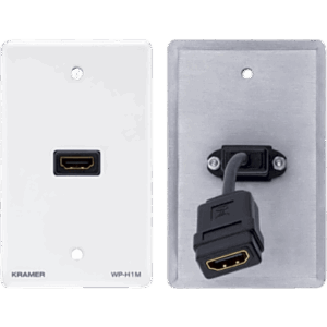 Placa de Pared HDMI Pasiva / Conexión Frontal y Trasera / Cable Plano Flexible / Formato US / Blanco