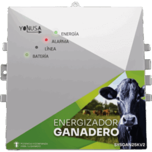 Energizador Ganadero / 10,000 Volts / 0.2 a 5.0 Joules Ajustable / 25 km Lineales / Alimentación 90-260 Vca y 12 Vcd / Panel Solar / NEMA 2