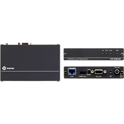 Receptor HDBaseT / 4K60 4:2:0 / HDMI 2.0 / HDCP 2.2 / RS-232 e IR Bidireccional / Extensión 40 m (130 ft) 4K / 70 m (230 ft) Full HD / I-EDIDPro