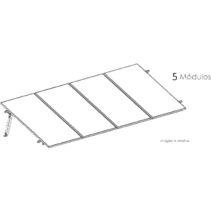 Estructura de Montaje Fotovoltaico / Losa Plana / Configuración 1x3 / Viento 170 km/h / Inclinación 10° / Rieles E-O 3.55 m (11.65 ft) / Rieles N-S 2.14 m (7.02 ft) / Altura 0.52 m (1.71 ft) / Área 10 m² / Módulos 645