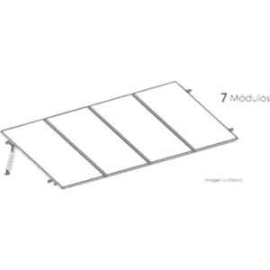 Estructura de Montaje Fotovoltaico / Losa Plana / Viento 170 km/h / Inclinación 10° / Rieles E-O 3.55 m (11.65 ft) / Rieles N-S 2.14 m (7.02 ft) / Altura 0.52 m (1.71 ft) / Área 10 m² / Módulos 645 W