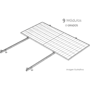 Sistema de Montaje Solar / Techo Plano / 1 Módulo / Resistencia Viento 140 km/h / Inclinación 15° / Área 4 m² (43.1 ft²)