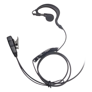 Micrófono-Audífono Profesional / Gancho Ajustable en Forma de G / Cable con Resorte / PTT de Solapa / Compatible con Radios Hytera y Telox