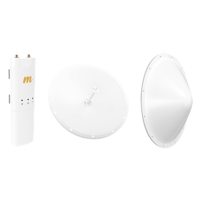 Kit de radio con antena parabólica / 28 dBi / 4.9-6.5 GHz / 500 Mbps / hasta 65.6 ft (20 km) / PoE incluido