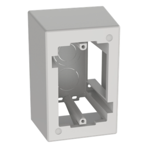 Caja de Pared Superficial / ABS / 133x88.5x69.8 mm / Salidas 1/2-3/4-1 in / Cinta Adhesiva / Blanco