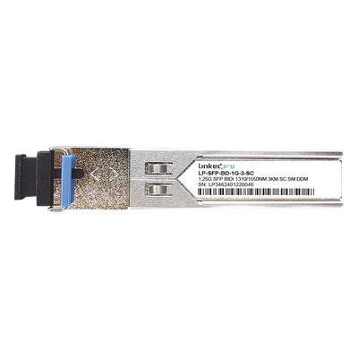 Transceptor SFP Bidireccional / 1.25 Gbps / Monomodo / Alcance 3 km (9842.5 ft) / Conector SC/UPC Simplex / DDM / Hot-Pluggable / 2 Piezas