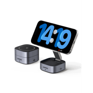 Cargador Inalámbrico Magnético 2 en 1 UGREEN / 25W Máximo Potencia Total / Carga Simultánea iPhone + Smartwatch / Compatibilidad MagSafe y No MagSafe / Puerto USB-C 20W + USB 5W / Diseño Compacto