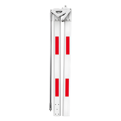 Brazo Articulado para Barrera / 4 m (13.1 ft) / Aluminio Blanco / Ángulo 180° / Bandas Reflectivas Rojas / 2 Secciones Modulares