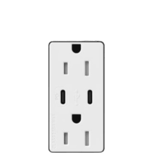 Tomacorriente Receptáculo / 120V / 15A / Obturador de Seguridad / Perfil Delgado 7.6 mm / USB-C PD 55W / Color Blanco