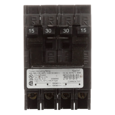 Interruptor Automático Cuádruple Enchufable / 2 Polos Dobles / 20-50 A / 120/240 VCA / Capacidad Interruptiva 10 kA