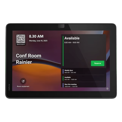 Panel de Programación de Salas / Pantalla Táctil 10.1" / Resolución 1920x1200 / Android 13 / PoE IEEE 802.3af / Wi-Fi 802.11ac / Bluetooth 5.2 / Certificado Microsoft Teams y Zoom Rooms / Barras LED de Disponibilidad / Montaje Flexible