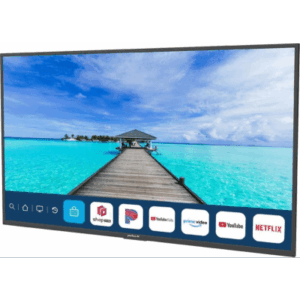 SmartTV para Exteriores / 55" 4K UHD / 500 nits / Sol Parcial / webOS / IP54 / -30°C a 50°C / Soporte de Pared Inclinado
