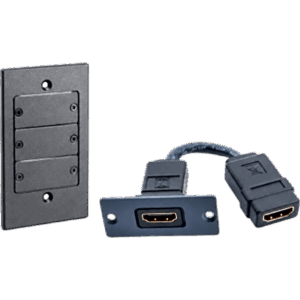 Kit Wall Plate HDMI | Frame 1 Gang METAL Versión USA | Inserción HDMI Espacio Simple | Incluye Inserciones en y Tornillos | Negro