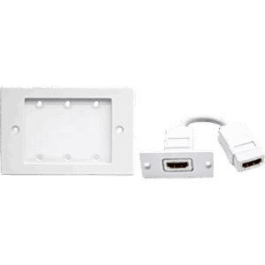 Kit Wall Plate HDMI | Frame 1 Gang METAL Versión USA | Inserción HDMI Espacio Simple | Incluye Inserciones en y Tornillos | Blanco